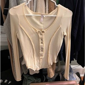 URBAN OUTFITTERS CORSET STYLE LONG SLEEVE HALF BUTTON TOP